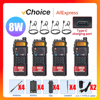 4Pcs Baofeng UV-5R Large battery 8W Tri-Power Walkie Talkie High Power Dual Band Long Range Portable Handheld UV 5R Radio