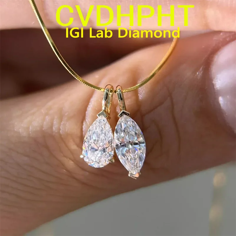 IGI Lab Grown Diamond CVD HPHT Solid 14k Yellow Gold Only make Pendant  have not  chain For women Wedding  gift party