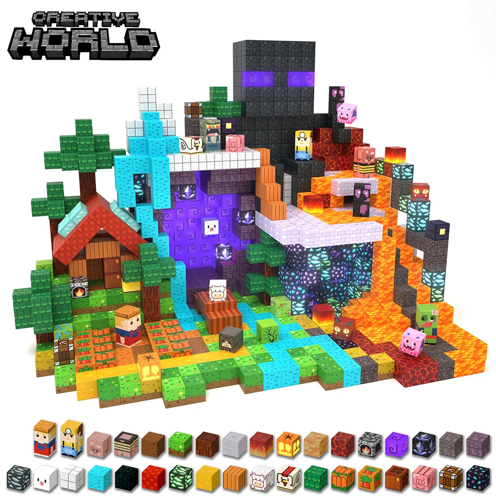 Bloques de Construcción Magnéticos, Mundo Magnético, Cabeza Ender Magnética, Ladrillo de Construcción Portal, Cubo, Juguete Educativo STEM, Regalo para Niños