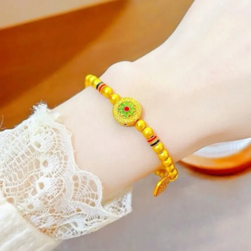 

Classic Grace Intellectual Dignified Temperament Retro Style Beaded Bracelet Lotus Flower Ladies' Fashion Jewelry New 2024