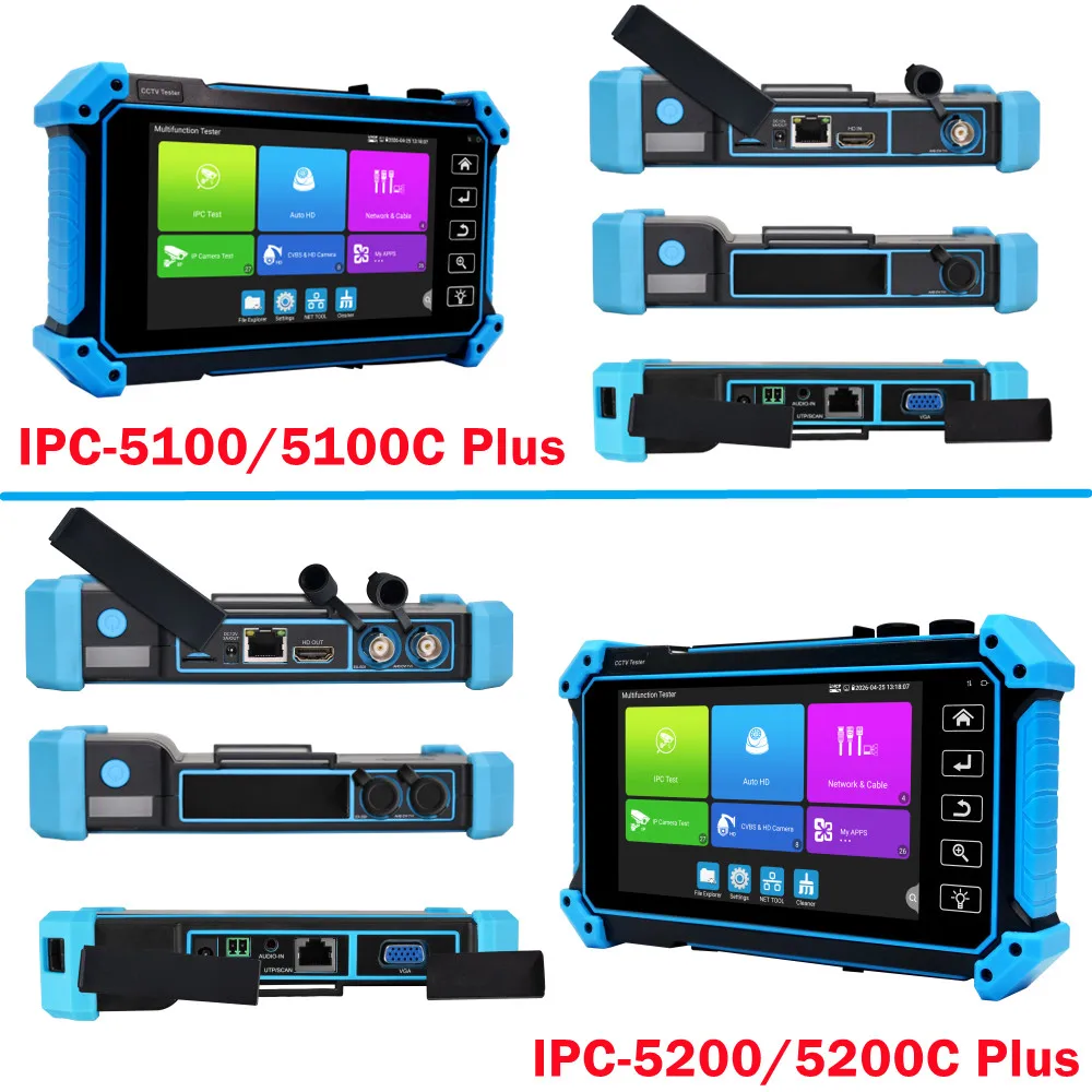 

Тестер камер видеонаблюдения 8K 5.4 дюйма IPC-5100Plus, 8K IPC 8MP, для камер AHD TVI CVI, с функциями PTZ, VGA, HDMI, трассировщик кабеля, PoE
