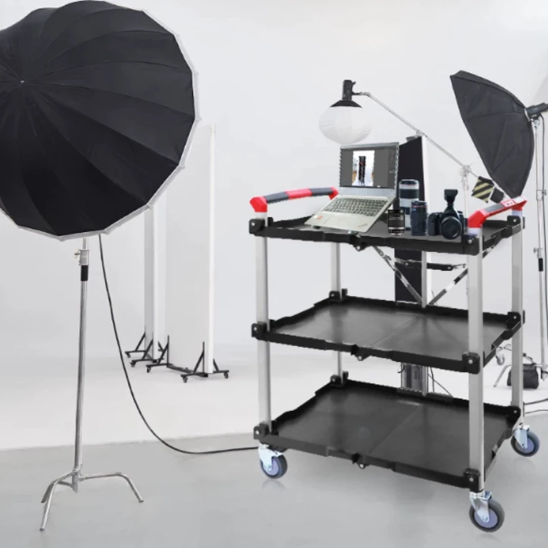 Foldable tool cart food delivery cart trolley outdoor live broadcast mobile director shooting equipment workbench