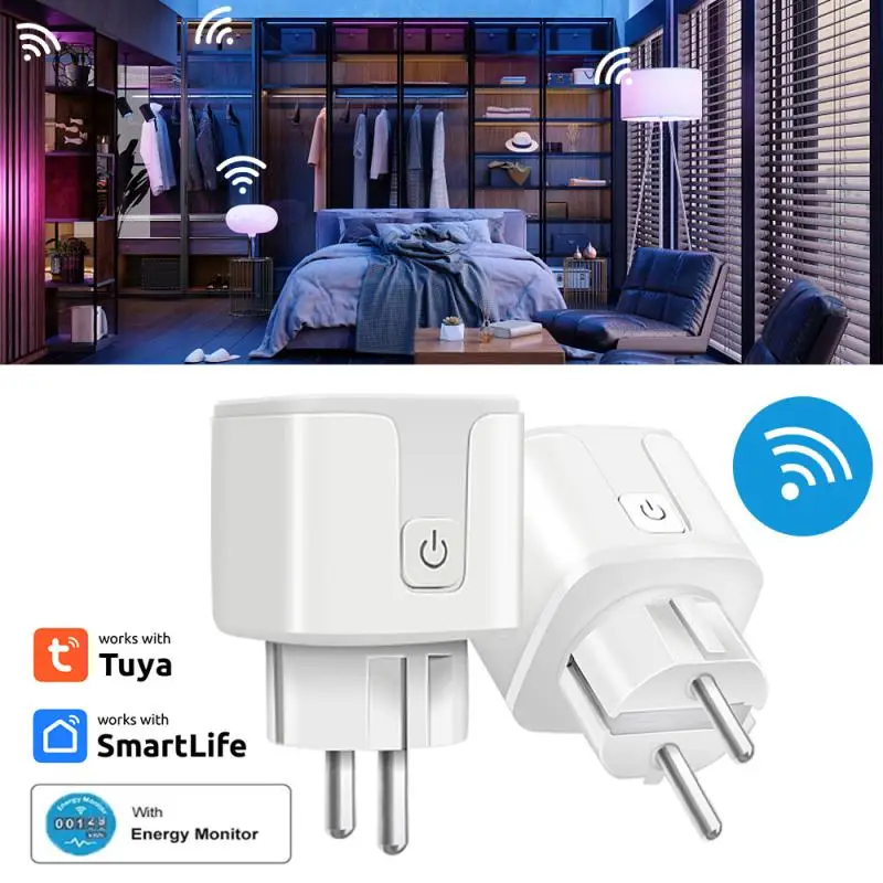 

Tuya 16A EU WiFi Smart Plug With Power Monitor Smart Life APP Timer Remote Smart Power Socket via Home Alexa Yandex Alice