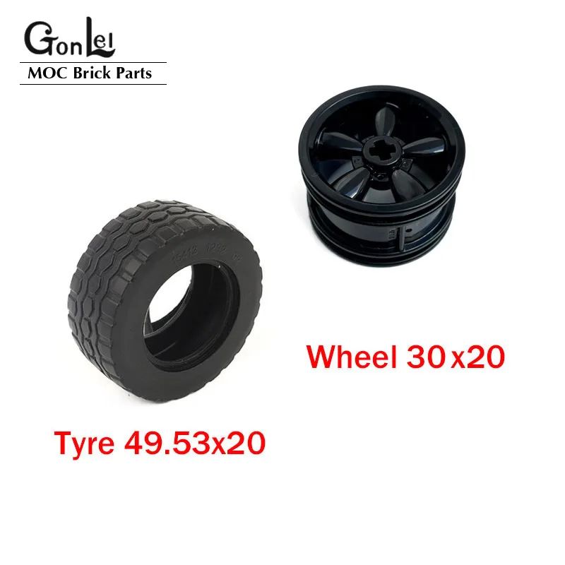 4Pcs/lot Technical Wheels & Tyres Parts 42716 Wheel 30x20 5-Spoke Compatible Tyre 44309 55976 15413 fit 10295 Cars Model Toys