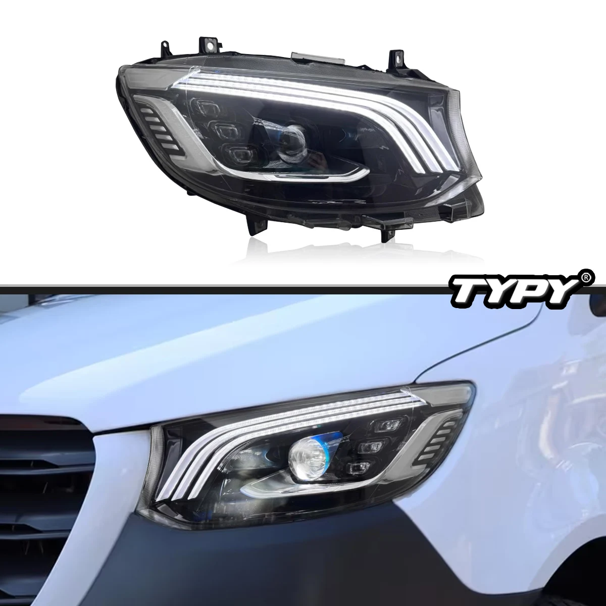 

TYPY новая светодиодная фара, обновленная, модифицированная для Benz Sprinter, фара 2018-2023, динамическая сигнальная лампа, автоаксессуары