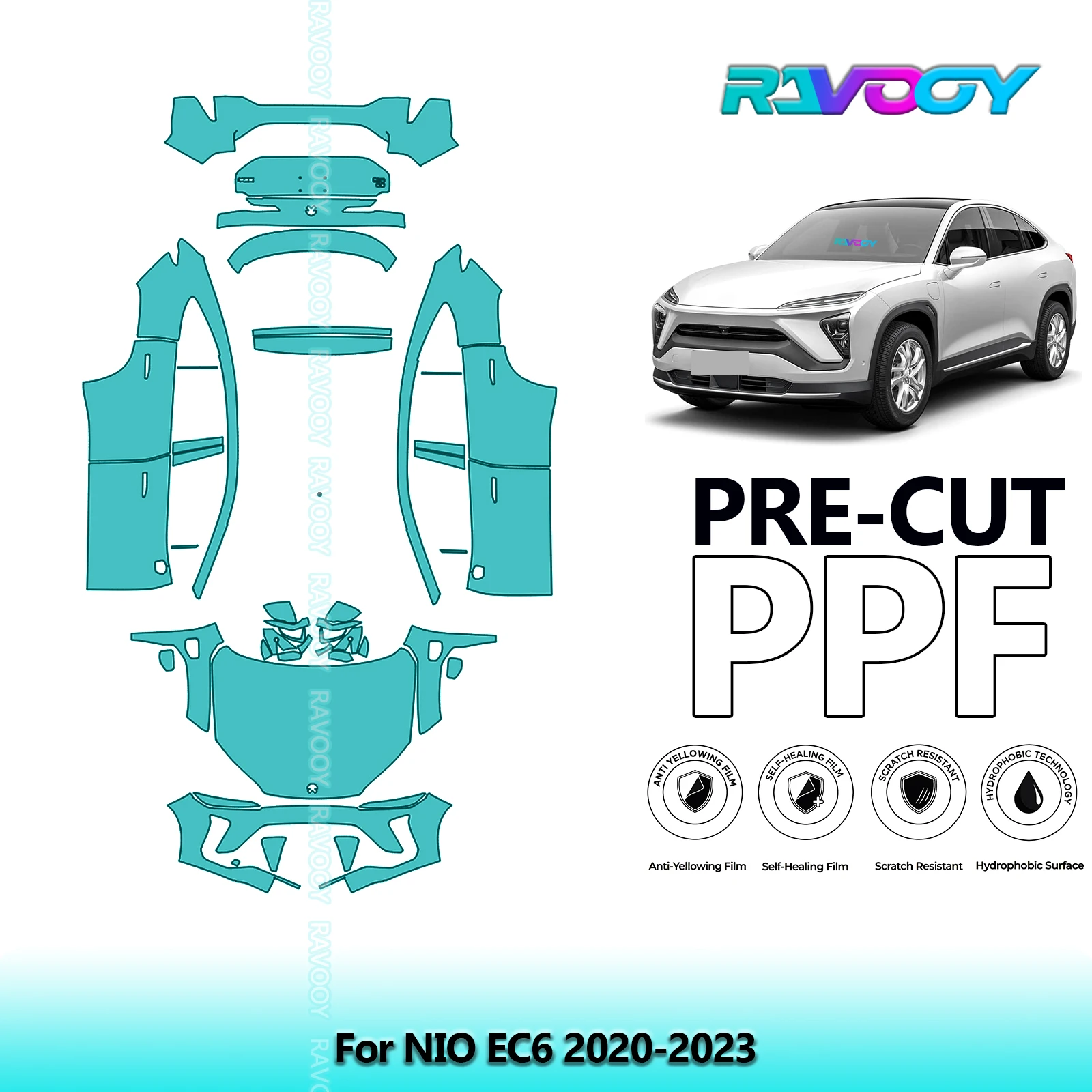 

Full Vehicle Clear Bra Precut PPF Paint Protection Film For NIO EC6 2020-2023