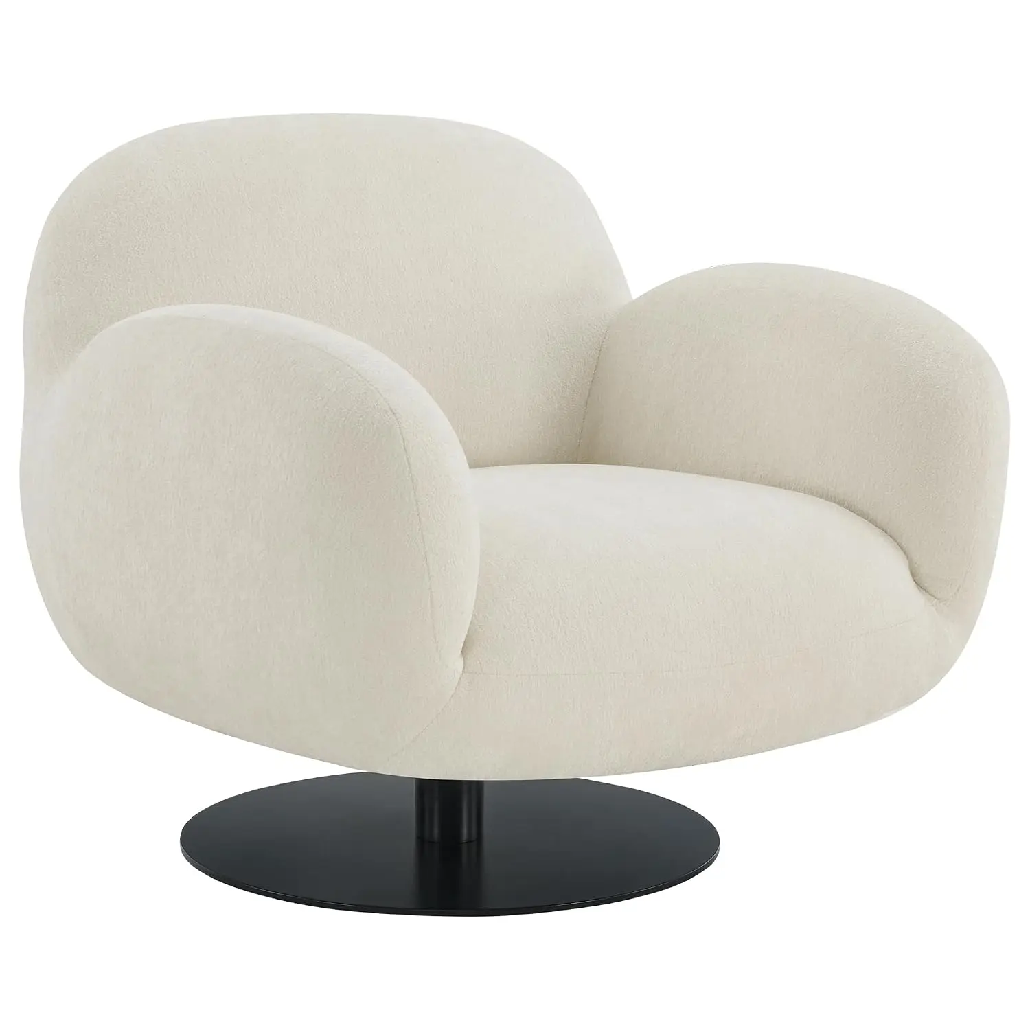 Fabric Swivel Accent Chair, Cloud Design, Metal Base, Cream, Customized