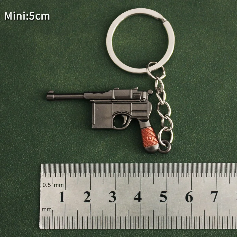 PUBG Mini Pistol M4A4 Weapon Model CS GO M762 M1896 P911 Metal Keychain Alloy Key Chain Fans Collectible Jewelry Wholesale