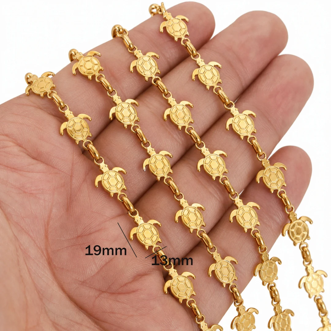 1 Meter Edelstahl Seestern-Schildkröten-Gliederkette für Schmuckherstellung Halskette Fußkettchen Armband Bastelzubehör DIY Großhandel – Detail 5