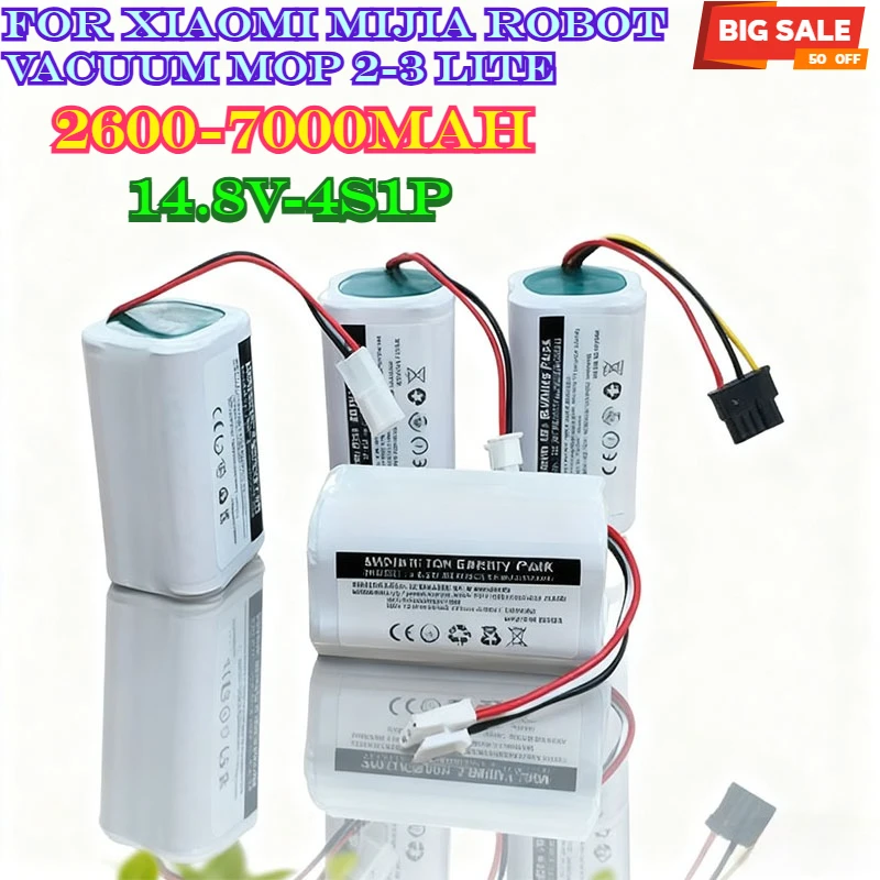 

14.4V-4S1P 14.8V 7000mAh Replacement Battery For Xiaomi Mijia Mi Sweeping Mopping Robot Vacuum Cleaner E10 E10c C103 Mop 2 Lite