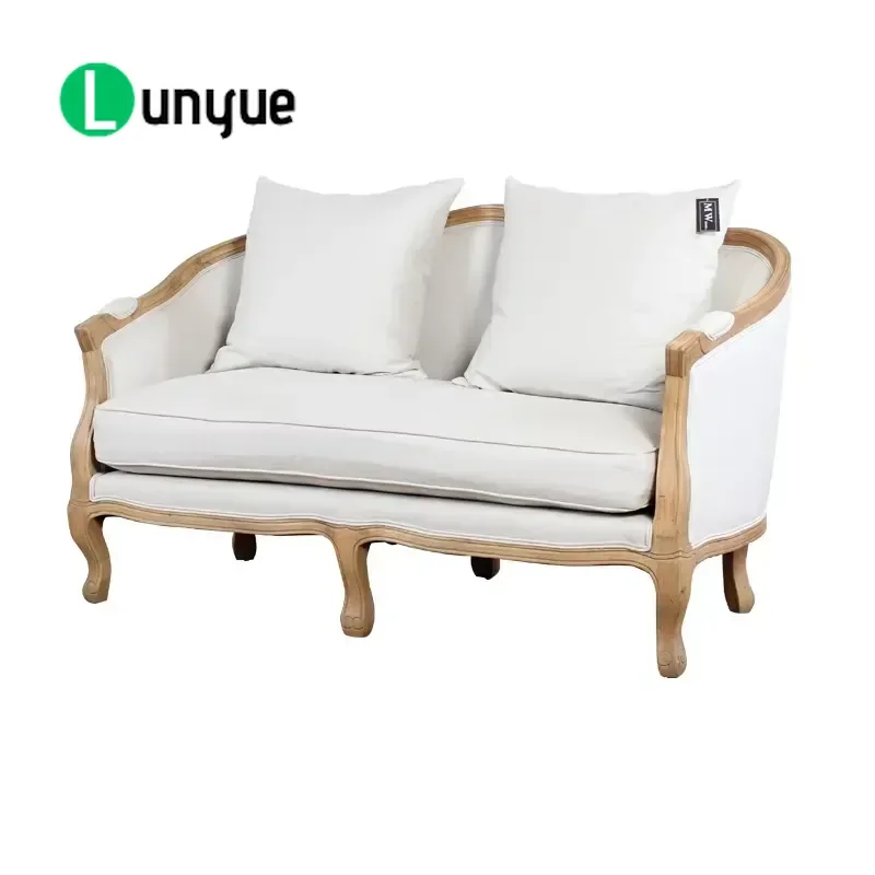 French Royal Style Linen Sofa Set Luxury Modern Living Room Furniture Bedroom Seating Elegant Comfortable Home Decor Chairs