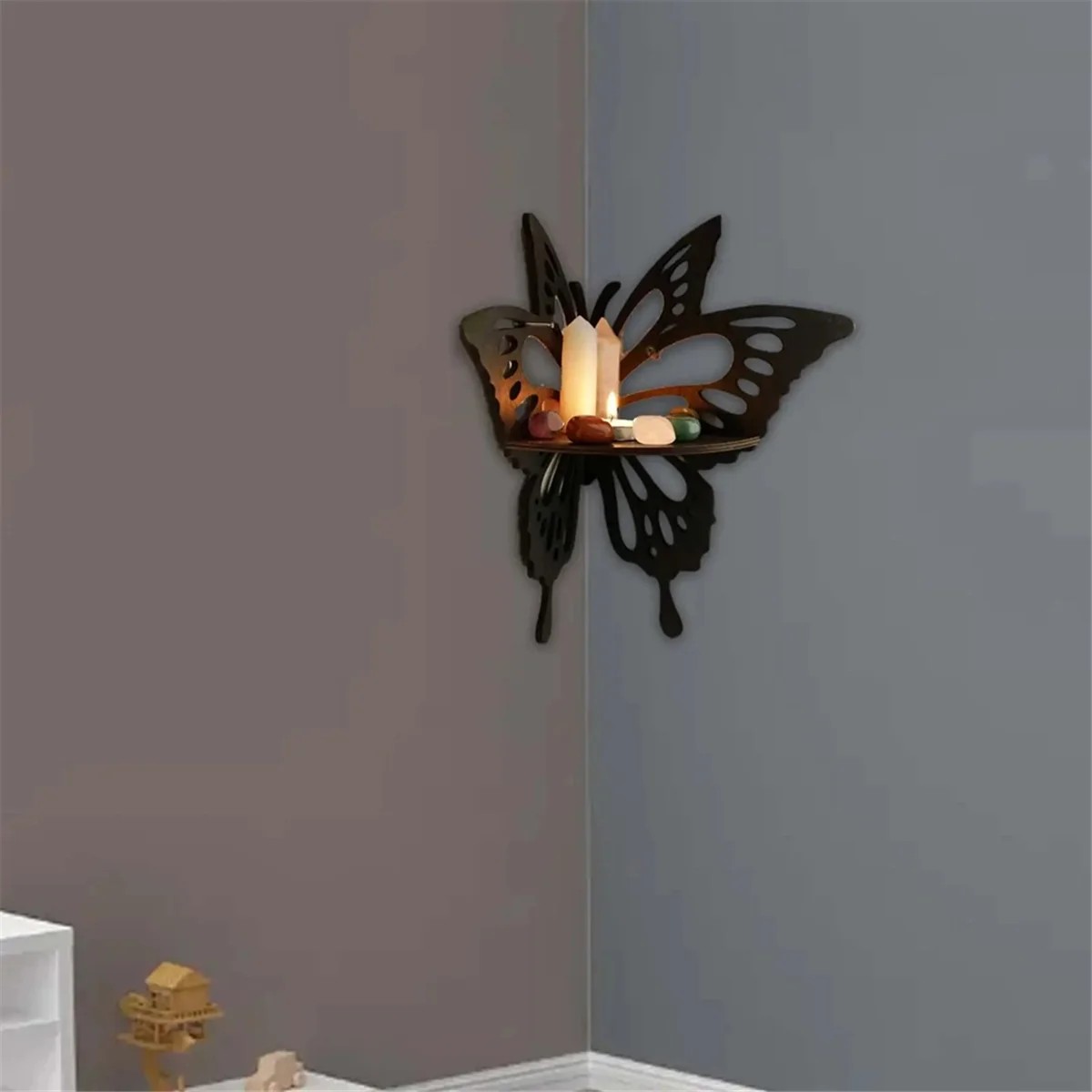 Wall Storage Finishing Rack Butterfly Corner Frame Float Dormitory Plant Candlestick