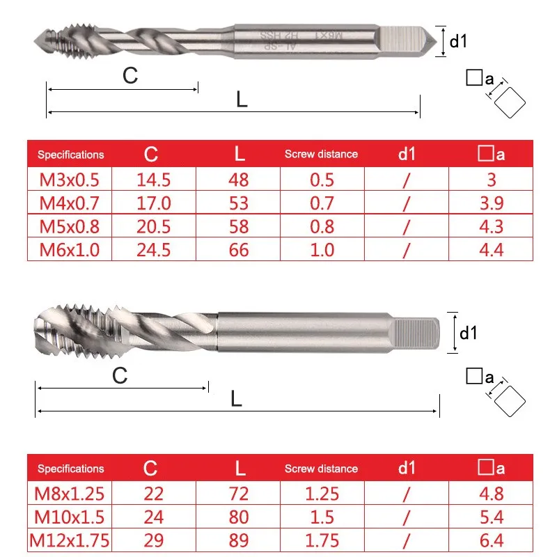 Aluminum Screw Tap Machine Screw Tap Tapping Tapping Bit m2 m4 m5 m6 m8 m10 m12 m16