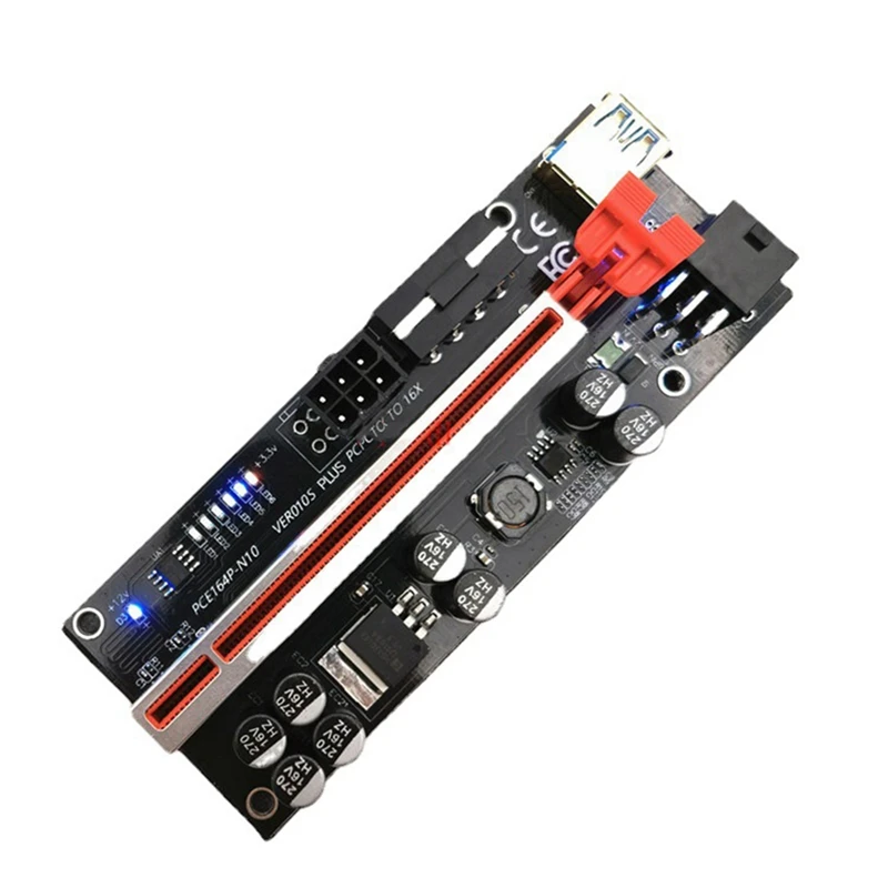 VER010S PLUS PCI-E 1X To 16X Riser Card Extension Cable USB 3.0 High-Speed Graphics Card 8 Solid Capacitors