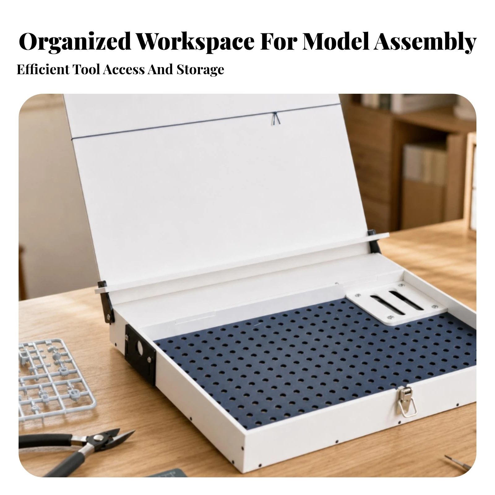 Model Workbench Removable Model Building Station Desktop Organizer with Drawer Pull-out Workstation Easy to Use for Hobbyists