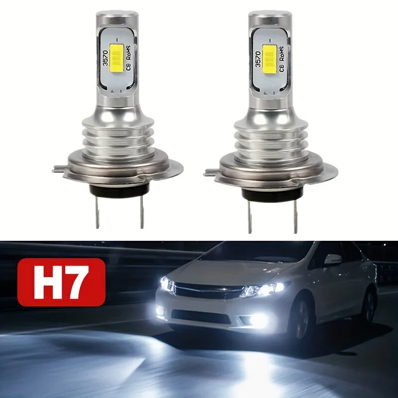 2pcs 3570 H7 LED Headlight High Low Beam Bulb Kit 6000K Bulbs Fog Light,  Bright Headlight, Longlasting Bulb, Automotive Led