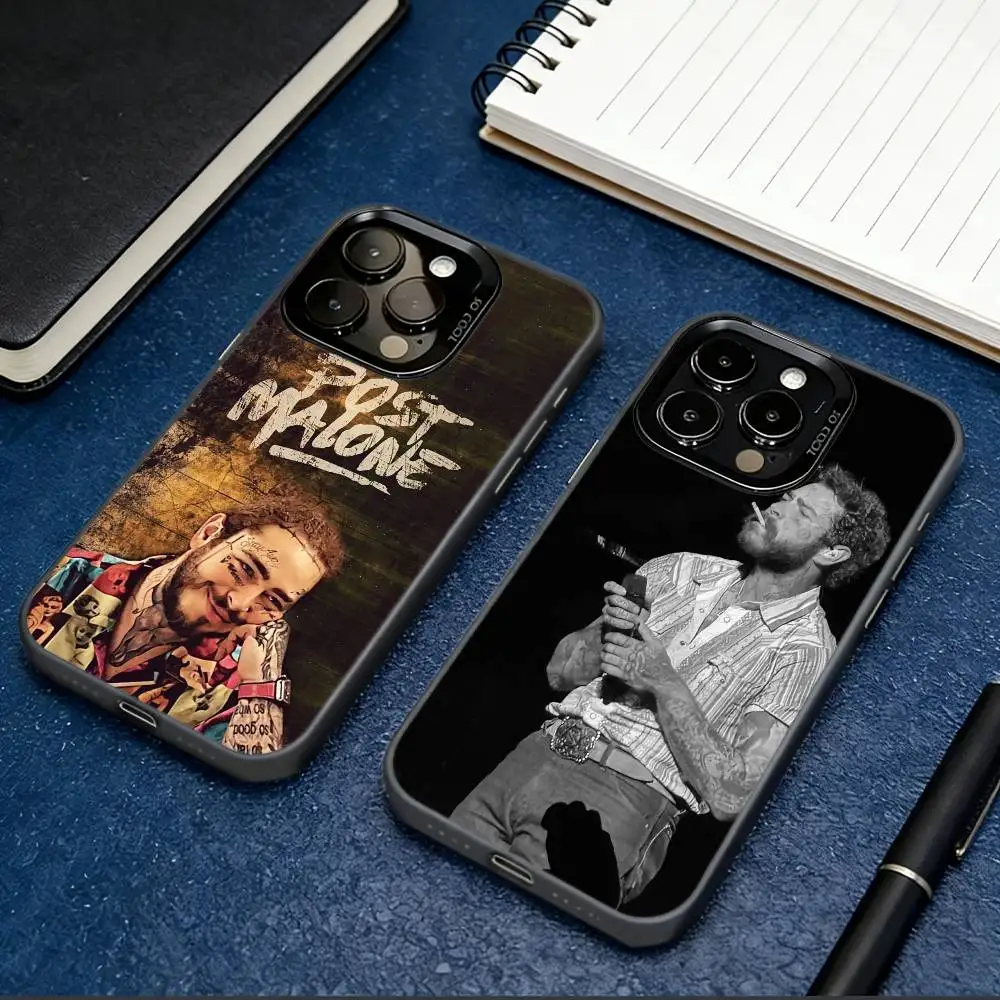 P-Post M-Malone Singer Phone Case For iPhone 17,16,15,14,13,12,11 Plus,Pro Max,XS,Colored Silver Plated Inside Cover