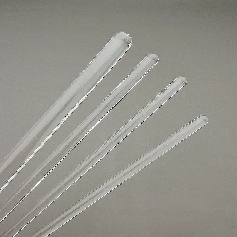 Barra de desviación de vidrio de borosilicato transparente, vaso de laboratorio, varilla de agitación de vidrio, 6 piezas/12 piezas de diámetro, 4mm