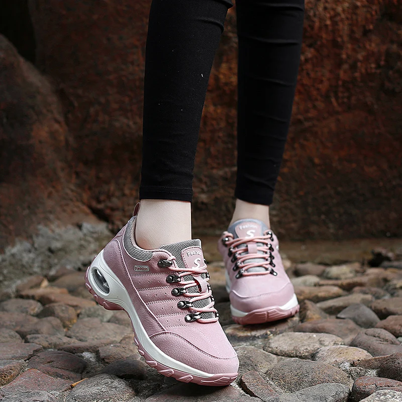 Fashion Sneakers Women Air Cushion Running Shoes Athletic Breathable Sport Lace Up High Platform Casual Shoes