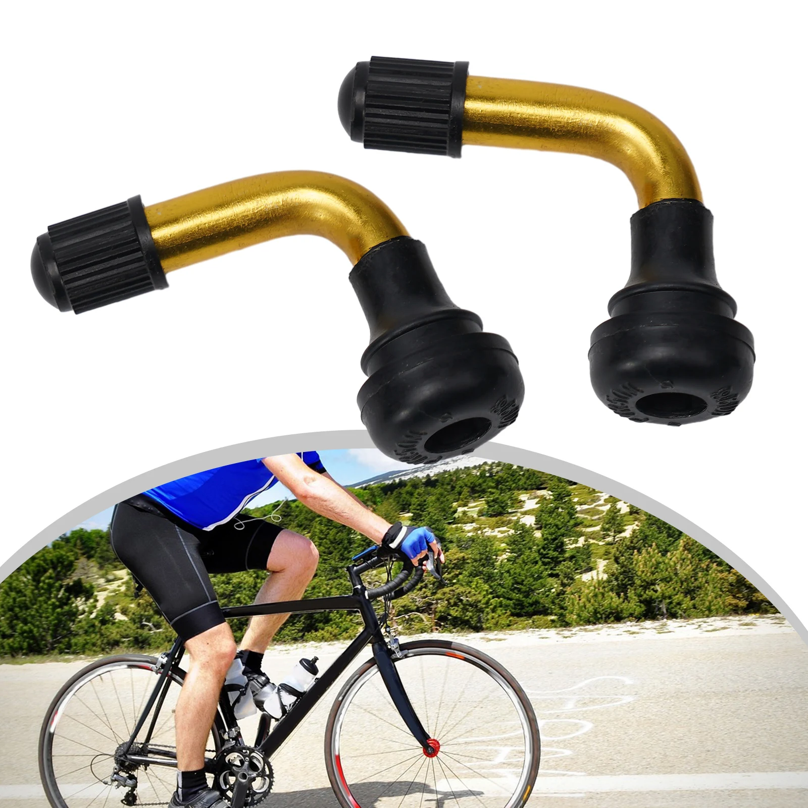 

2pcs Tubeless Tyre Valve Stems 45° Angled Valve Stems 12/14/15mm Rubber/Brass Electric Scooter Electric Bike Accessories