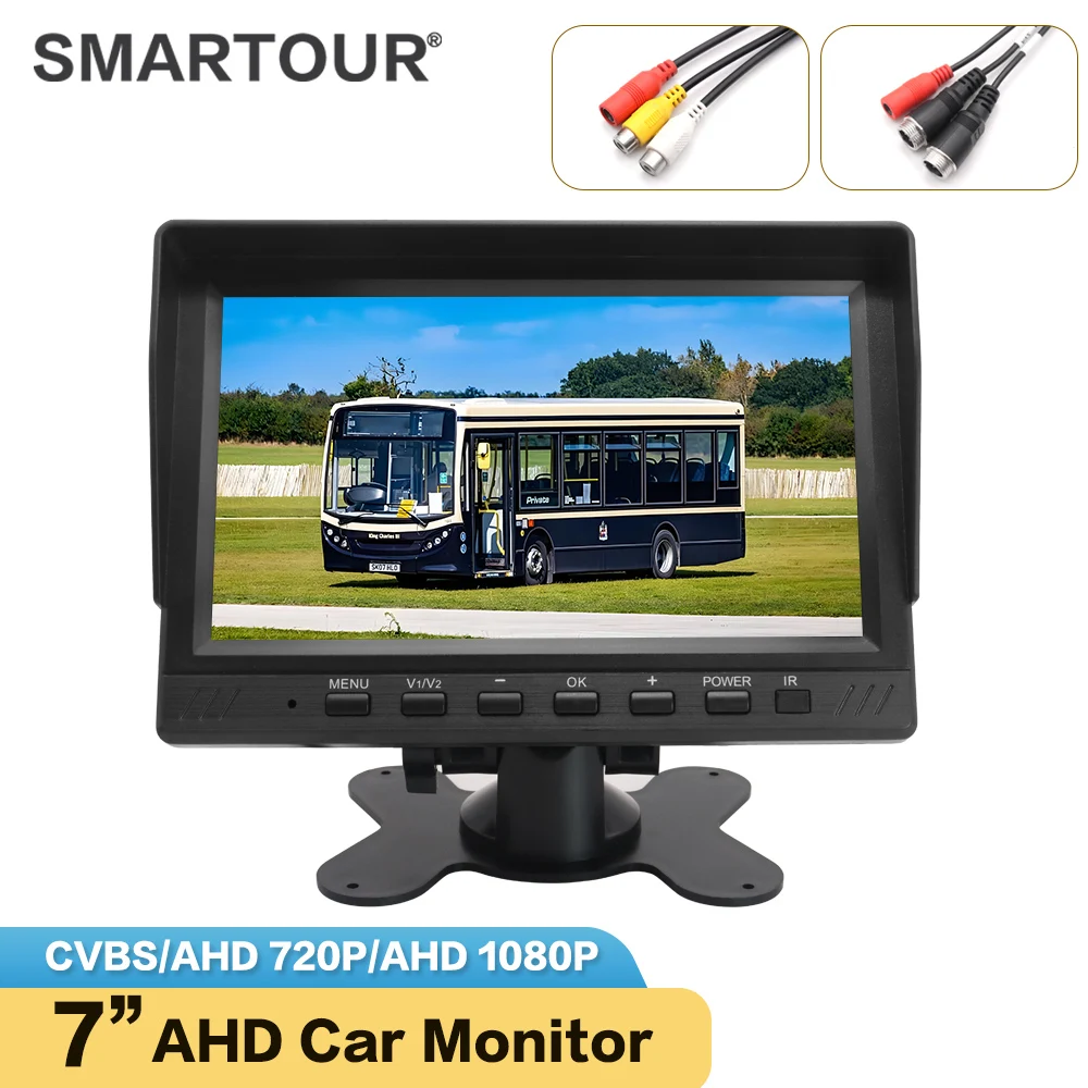 Smartour 7-дюймовый экран AHD/CVBS 1080P Автомобильный монитор ЖК-дисплей для автомобиля 1080P/720P Резервная камера заднего вида для автобуса RV 12-24V