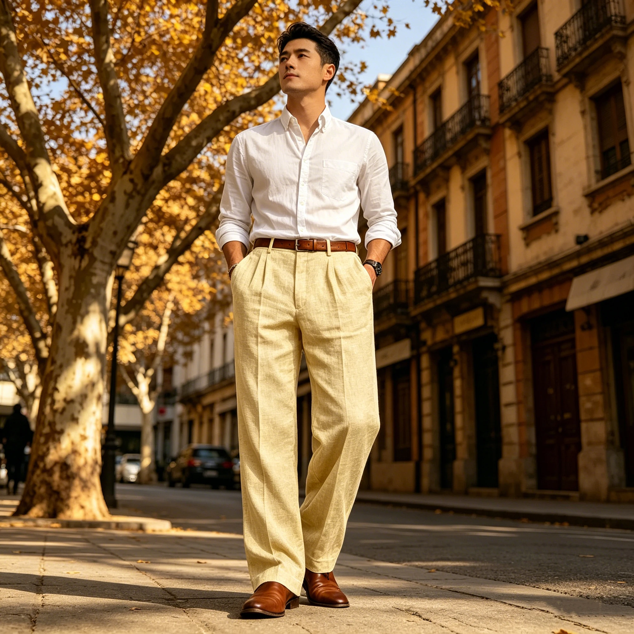 Men's Summer Linen Suit Pants High Waist Pleated Wide Leg Casual Trousers Business Formal  Breathable Loose Fit Straight Pants image 6