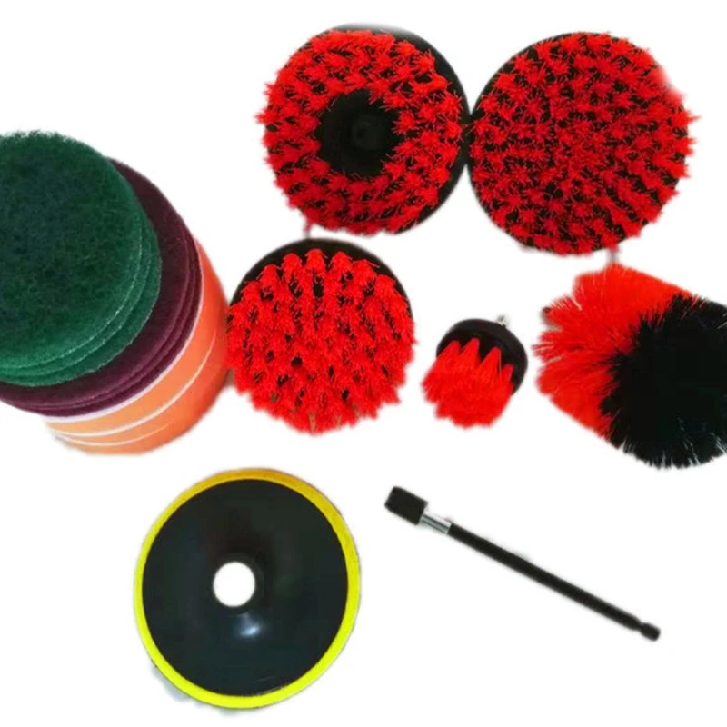 16Pcs Drill Brush Attachment Set Power Scrubber Wash Cleaning Brushes Tool Wheel for Rim Dashboard Cleaning Brush