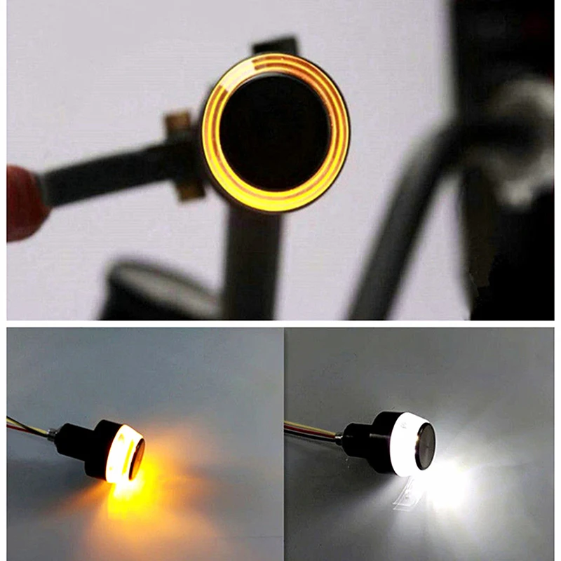 Motocicleta LED Turn Signal Light, Hand Grip Lamp, Universal Side Lights, Modificação do veículo, Styling Acessórios, 12V, 1, 2 Pcs