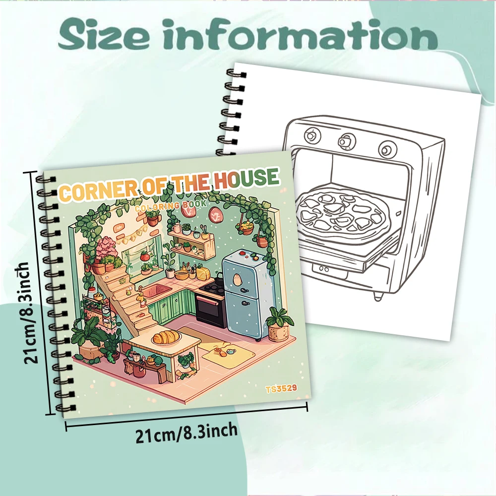 1pc, Room Colouring Book - Teen Colouring Book - 30 Sheets, 8.3x 8.3 inches, Adult Stress Relief, Birthday, Holiday Party Gift view 2