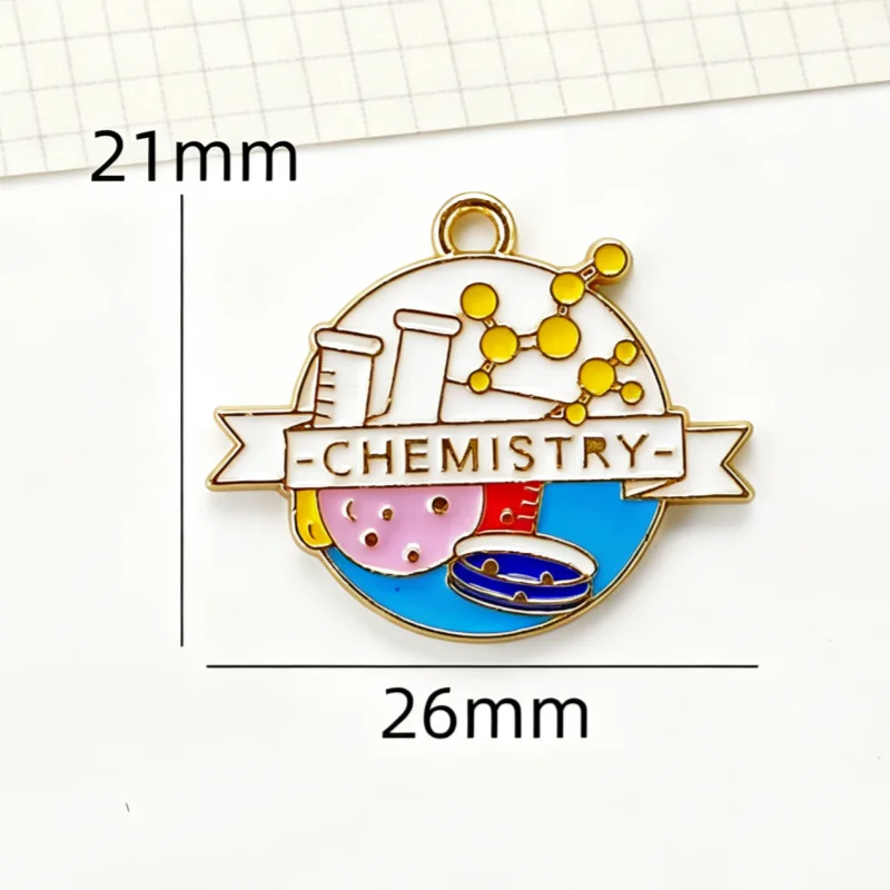 10pcs Chemical Experiment Microscope DNA Academy Wind Alloy Jewelry Accessories Pendant Keychain Decorative Bag Pendant