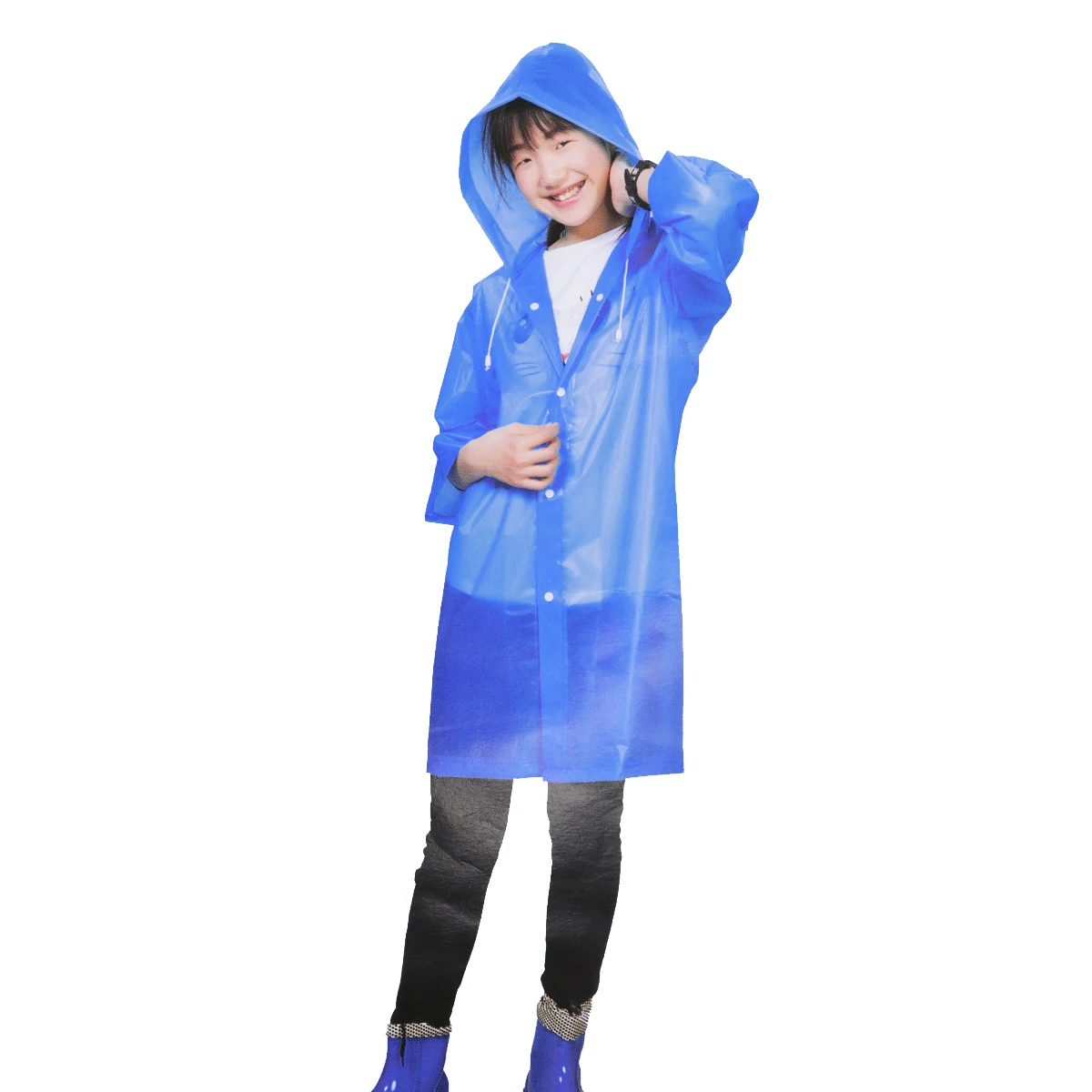 

Kids Raincoat Blue Hooded Poncho for Rain Ponchos For Kids Children Lightweight Reusable Waterproof School Camping Travel