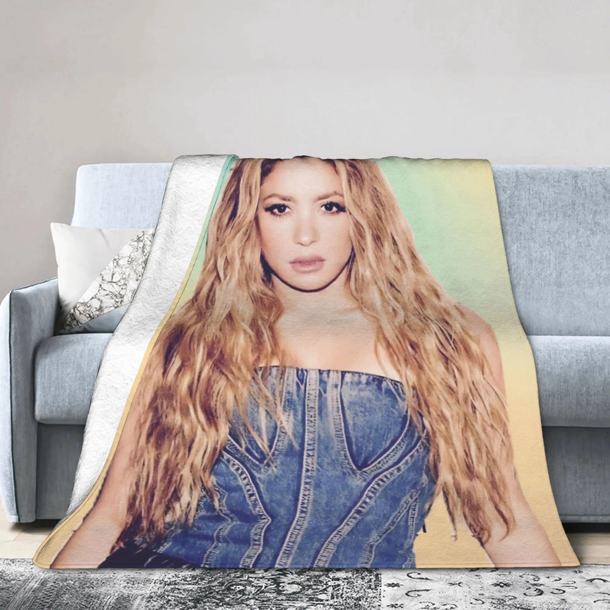 Singer S-Shakira Blankets Flannel Print  Portable Warm Throw Blankets for Bed Outdoor Rug Piece