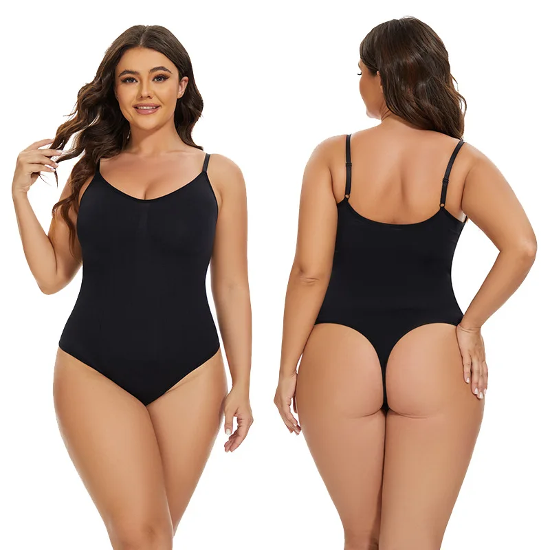 Cross-border hot selling seamless hip lift body shaping one-piece corset T-back stretch body slimming bodybuildling triangle jum