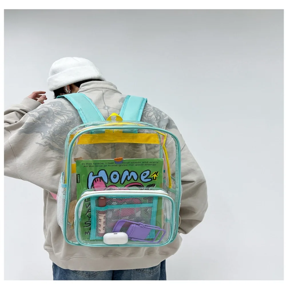 Backpack Waterproof Transparent School Bag Girl Large Capacity Backpack Solid Clear Backpack Men Fashion Transparent Plastic Bag
