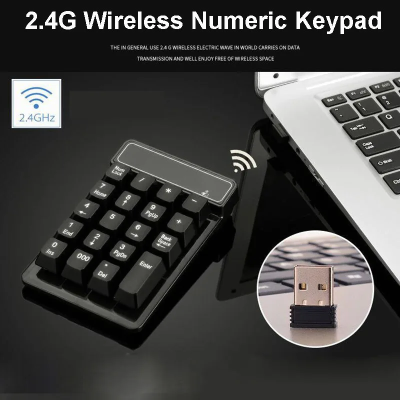 2.4G لوحة المفاتيح الرقمية اللاسلكية يشعر الميكانيكية 19 مفاتيح Numpad مفاتيح عدد لوحة المفاتيح الرقمية السلكية لأمهام المحاسبة الكمبيوتر لوحة المفاتيح #1