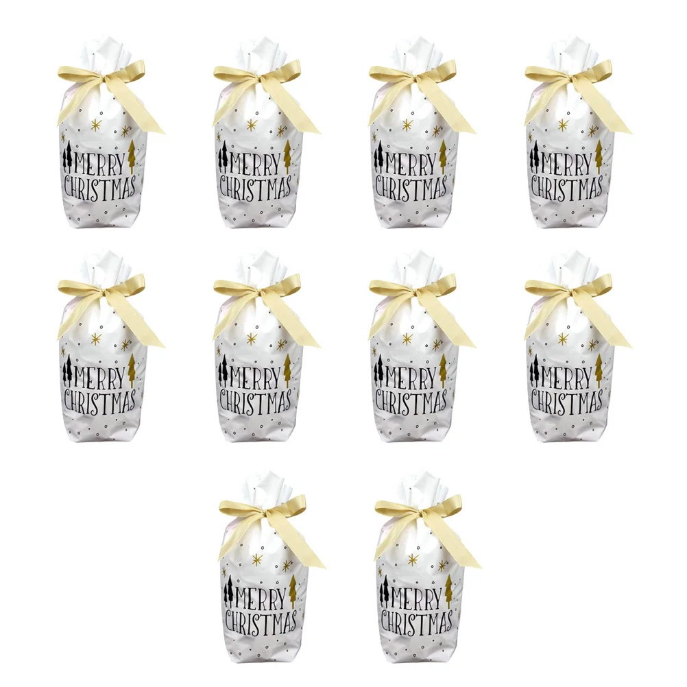 

10Pcs Gift Bags Food Safe Drawstring Candy Cookie Pouch Silk Ribbon for Christmas Festival Party Treat Bags Christmas Gift Bag