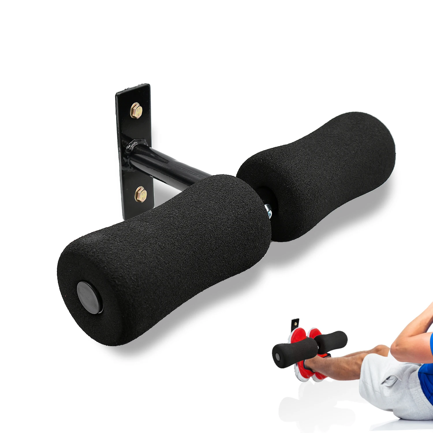 Wall Mounted Sit Up Bar Nordic Hamstring Curl Machine Sit-ups Foot Holder with Foam Padded Home Gym Abdominal Core Workout