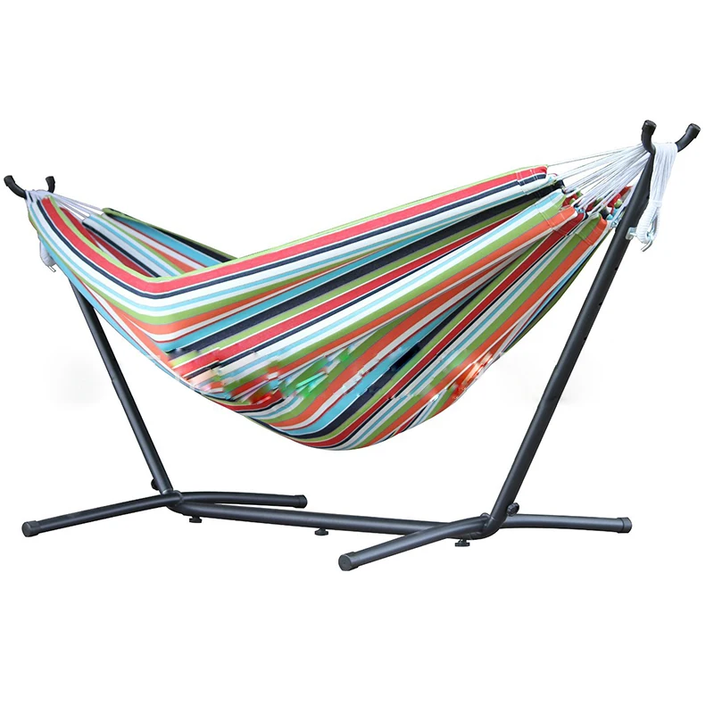 1PC Outdoor Removable Canvas Hammock Assembly Thickened Iron Bracket Canvas Hammock Shelf Convenient Outdoor Travel Hammock