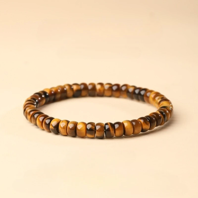 Natural yellow tiger's eye stone bracelet, lightning pattern bracelet.