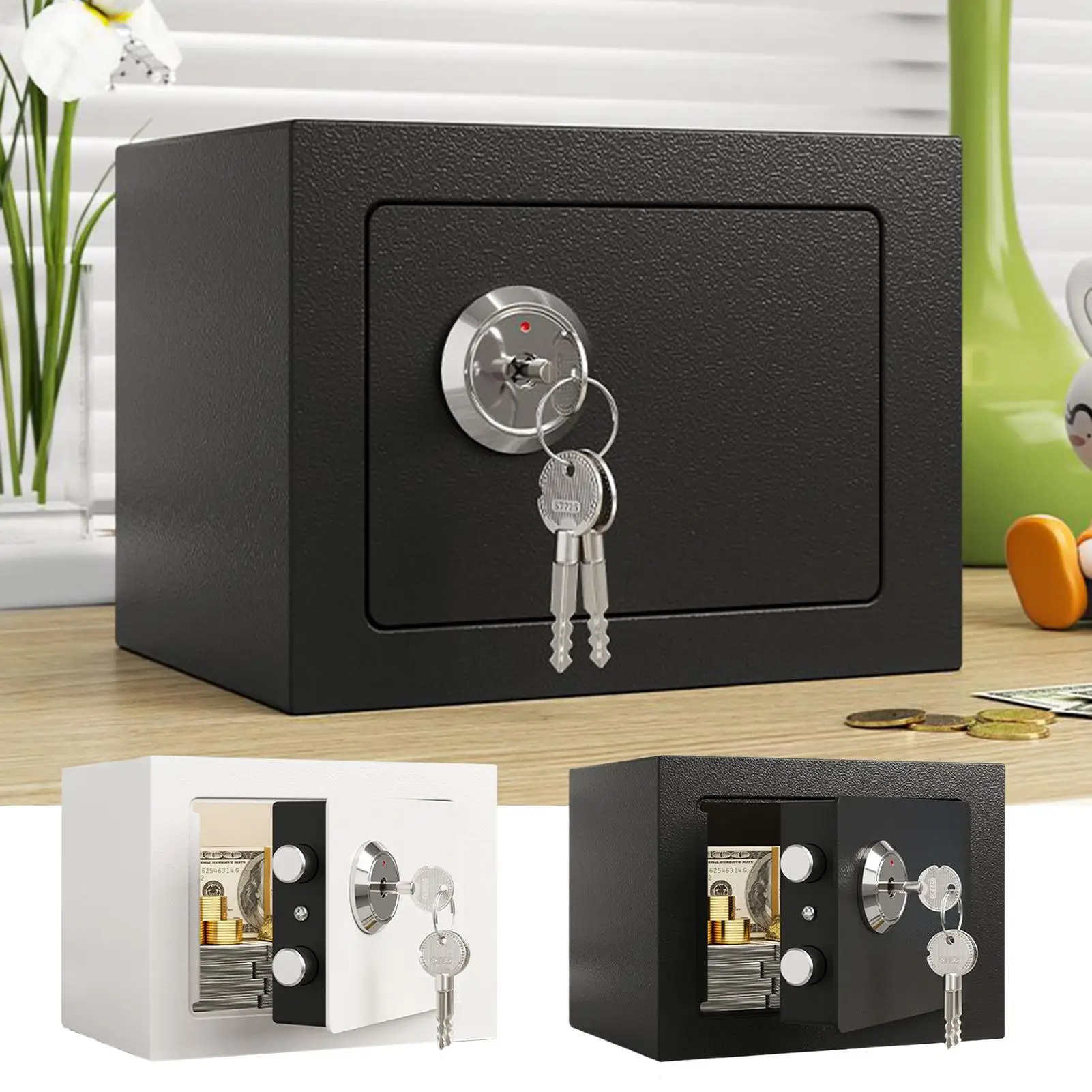 Cassaforte di sicurezza in acciaio per piccoli contanti con slot per monete Cassa per soldi ignifuga portatile per oggetti di valore Armadietto Appartamenti Documenti File