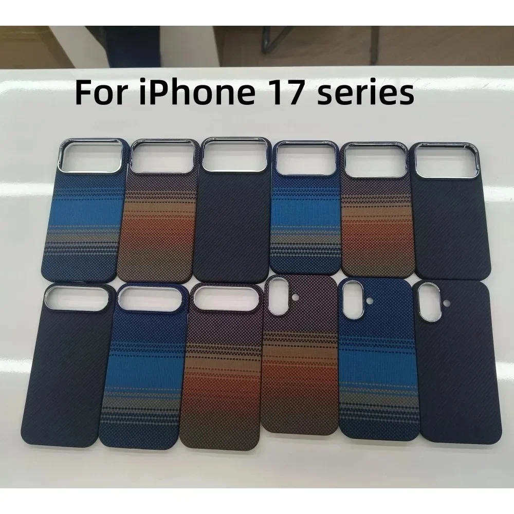 

Деловой чехол из настоящего арамидного кевларового углеродного волокна для iPhone 17 Air Pro Max с беспроводной зарядкой, ультралегкий тонкий защитный чехол