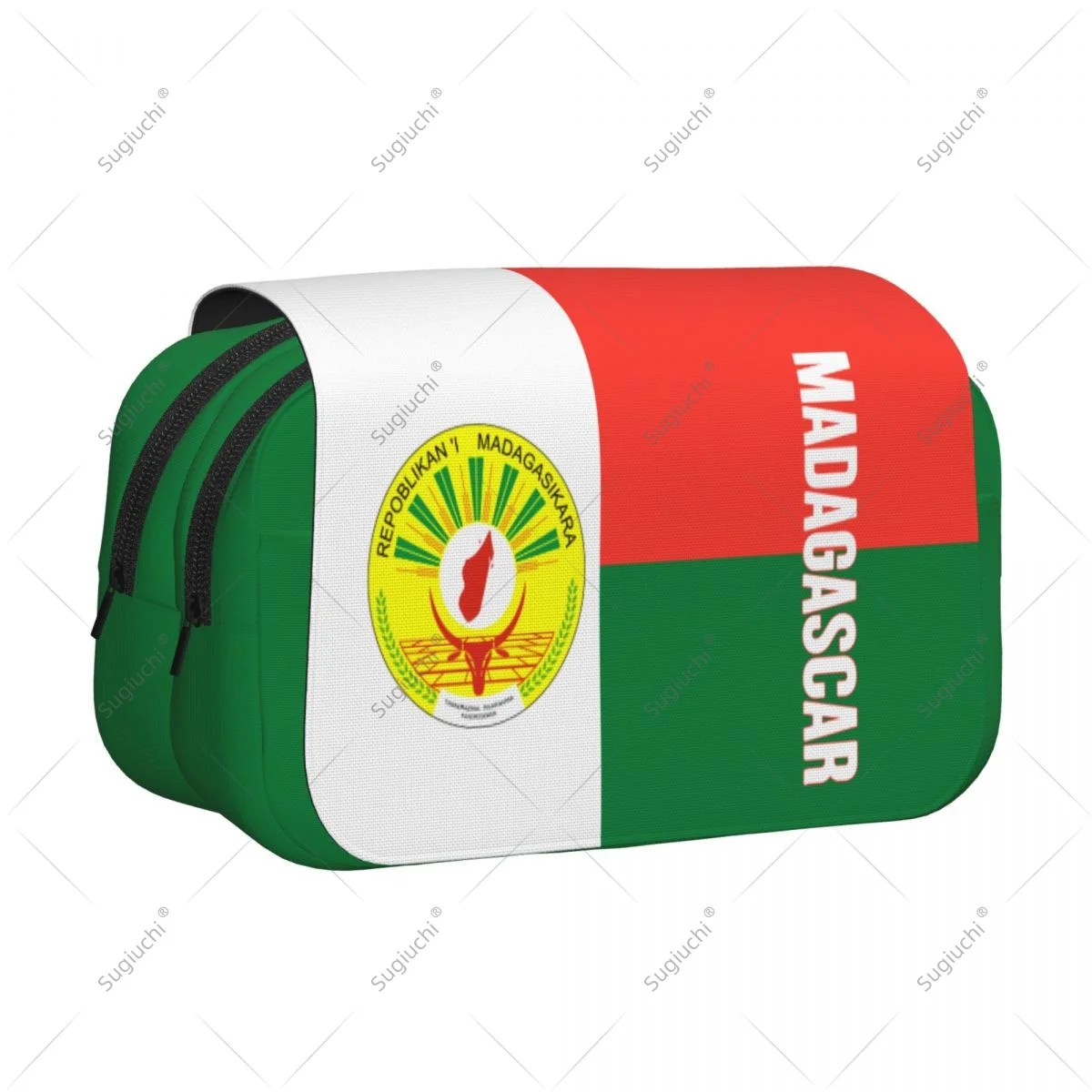 Pencil Case Scissors Bags 3D Madagascar Flag Double-layer Oxford Cloth Stationery Storage Pen Box Case