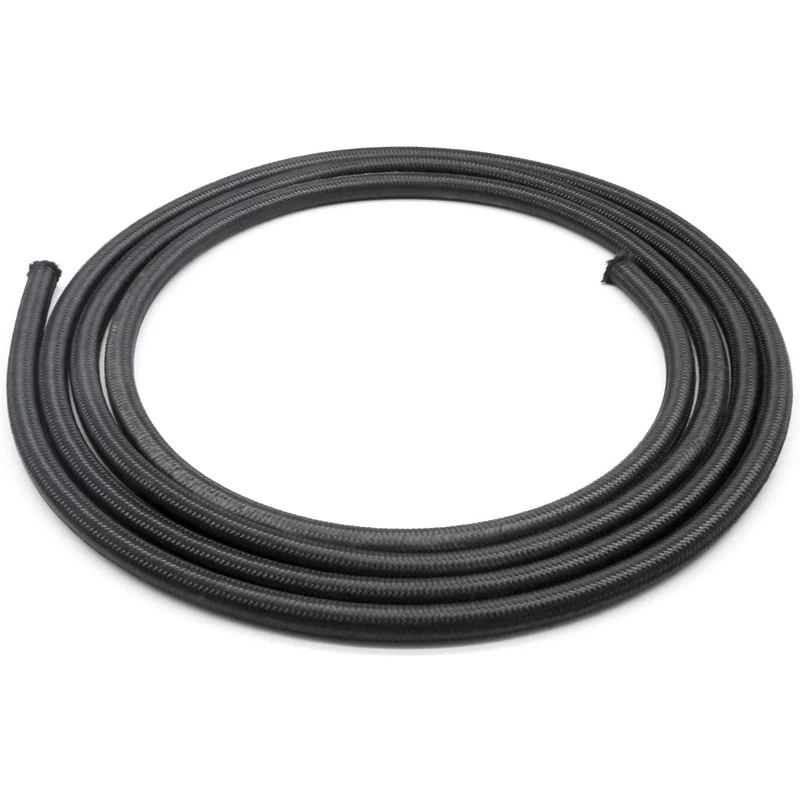 5M Fuel Line Kit 6AN 3/8 Inch Black Steel CPE Gas Oil Fuel Hose With 2Pcs AN10 To AN6 Fitting Adapters 10Pcs Swivel Hose