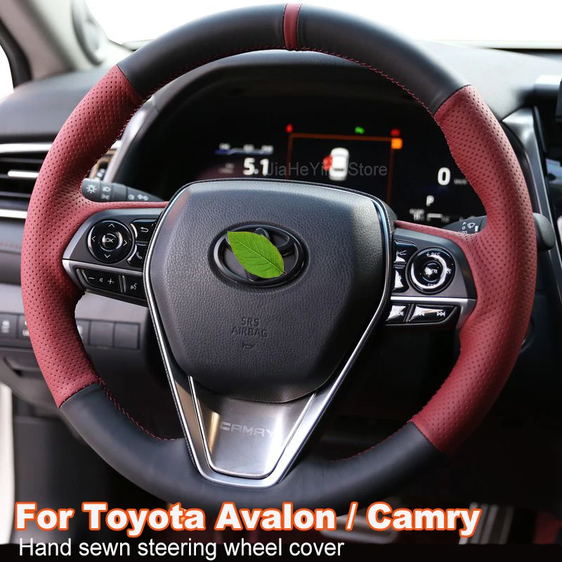 

Hand Sewn Non-slip Top Leather Car Steering Wheel Cover Wrap For Toyota Avalon / Camry Corolla Highlander Interior Accessories