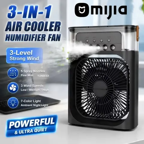 MIJIA 3-in-1 Portable Humidifying Fan Air Conditioner With LED Night Light Household Small Air cooler Office Adjustable
