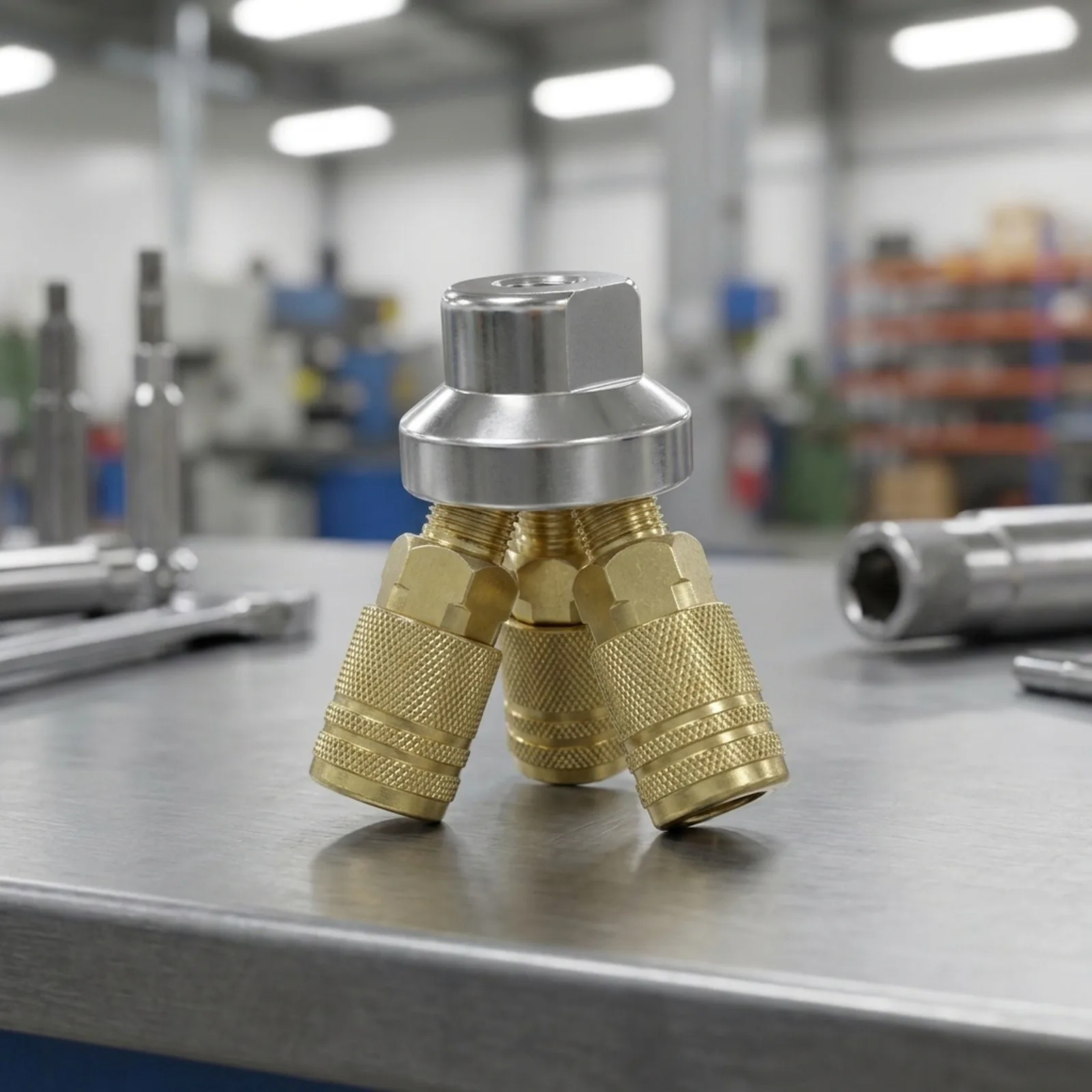 1/4 NPT Three Way Quick Connect Pneumatic Fitting Built with Aluminum and Iron for Stable Performance in High Pressure Systems