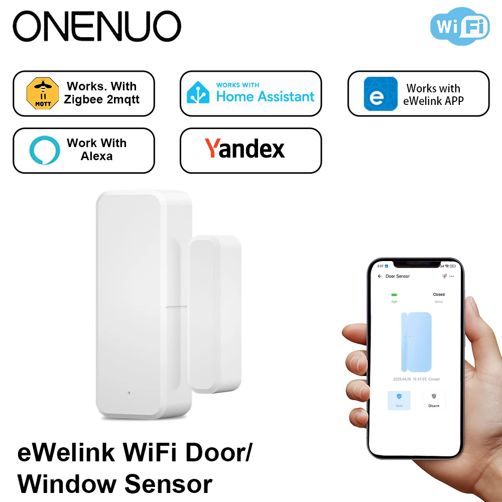 

WiFi Door Window Sensor with Ewelink APP Alert Notice Magnetic Window Open Closed Alarm Detector For Home Security Use
