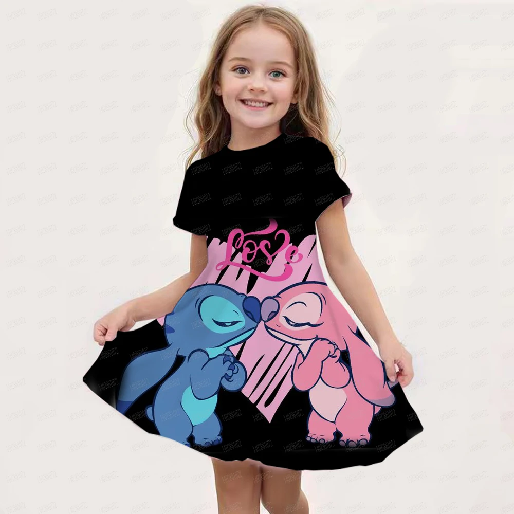 Falda de manga corta con estampado 3d para niñas, vestido de princesa de dibujos animados, ropa de tendencia de fiesta, moda para niños, Verano