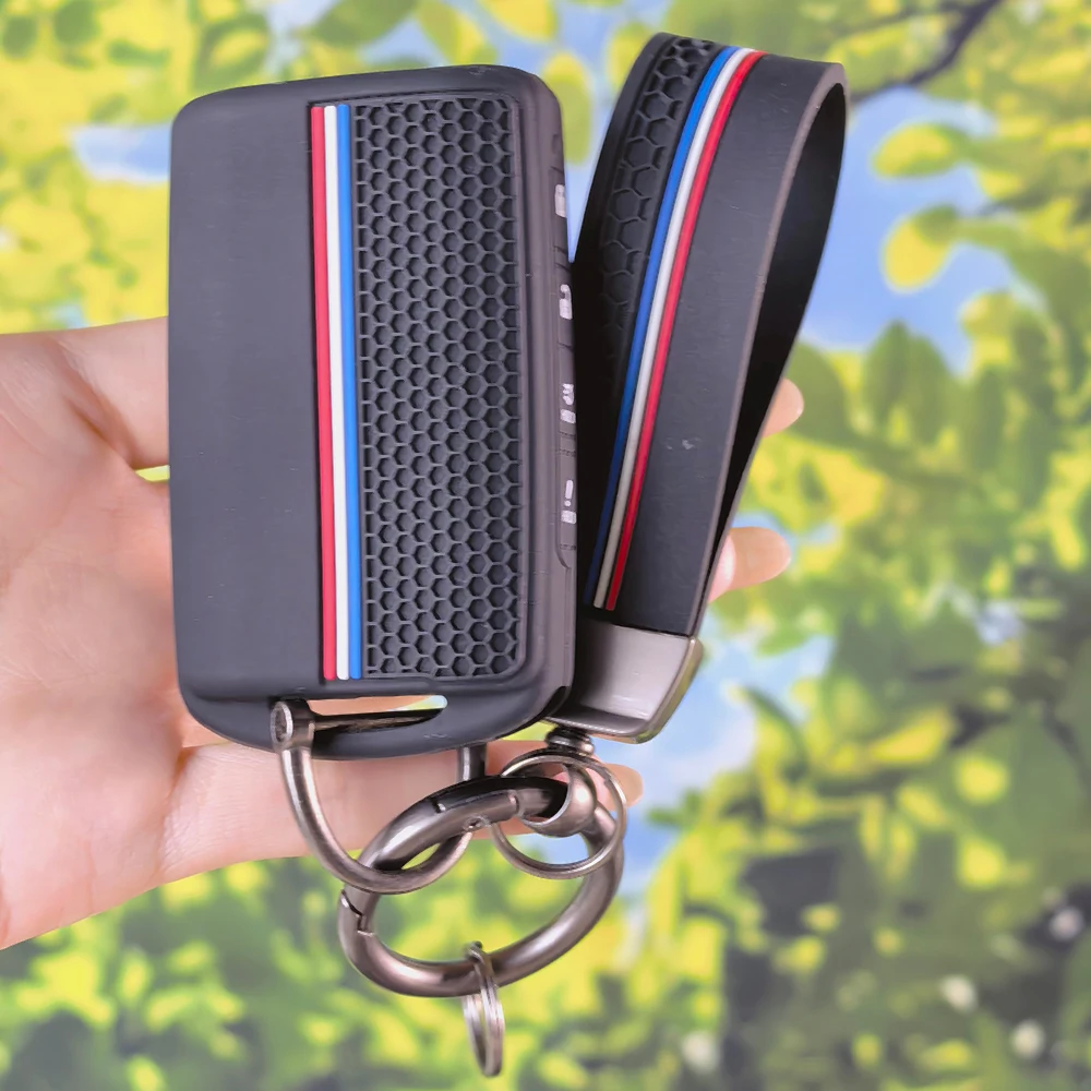 Silicone Honeycomb Racing Stripe Key Fob Protector with Keychain for Mazda 3 Alexa CX30 CX-4 CX5 CX-5 CX8 CX-8 CX9 CX-9