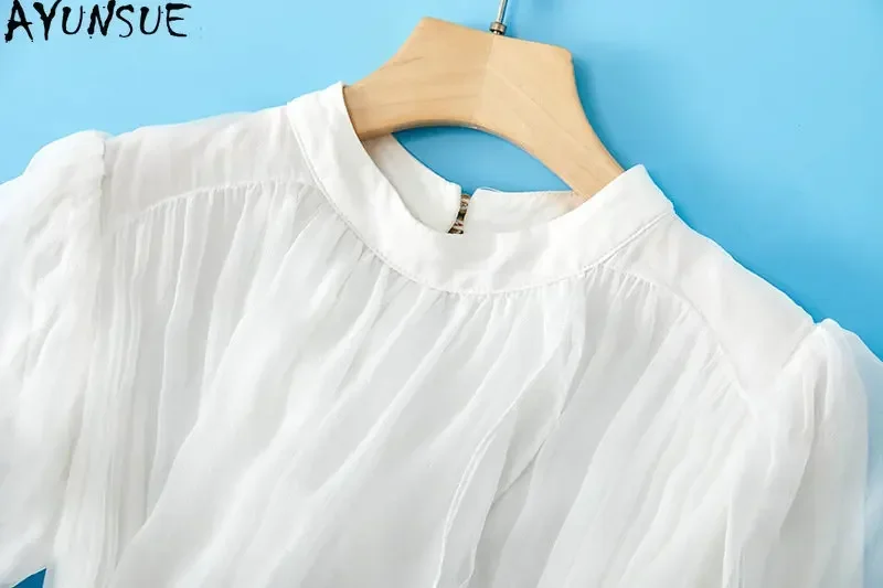 Sommerkleid aus reiner Maulbeerseide, Bürodame, weißes Strandkleid, Damenbekleidung, elegante und hübsche Damenkleider, Durchstituе Жqishе
